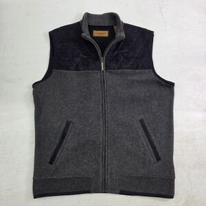 Clear Water Outfitters Mens Sz L Suede Gray Ultra Soft Fleece Zip Up Vest Jacket
